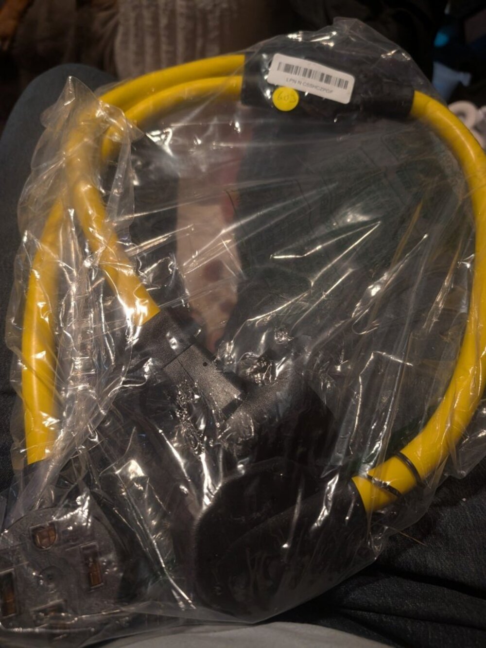 30 Amp Generator Extension Cord NEMA TT-30P to L5-30R RV Power Cable Yellow New